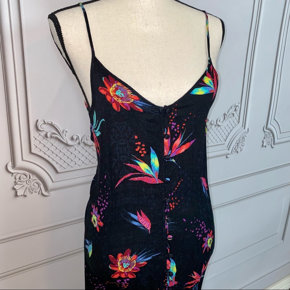 Rusty Long Black Fitted Front Button Up Dress | S… - image 3